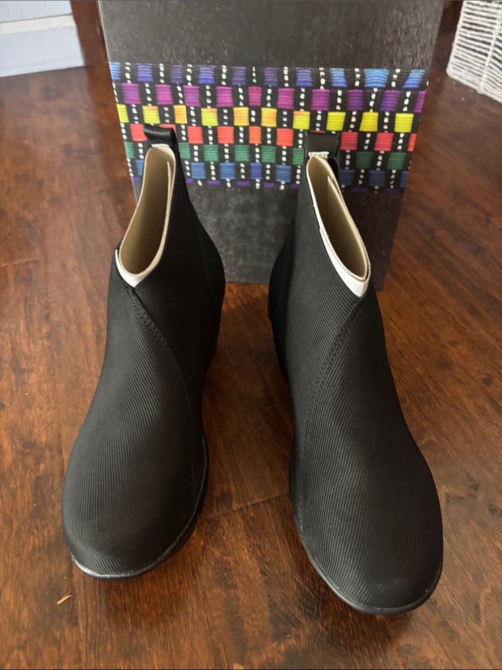 bernie mev. Black Slip-On Stretch Ankle Booties